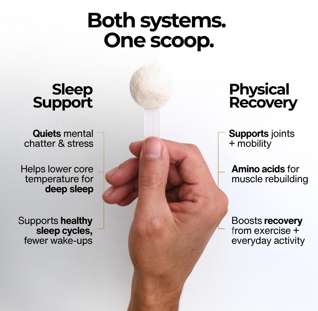 Product scoop with text listing deep sleep and physical repair benefits of Thirdzy.