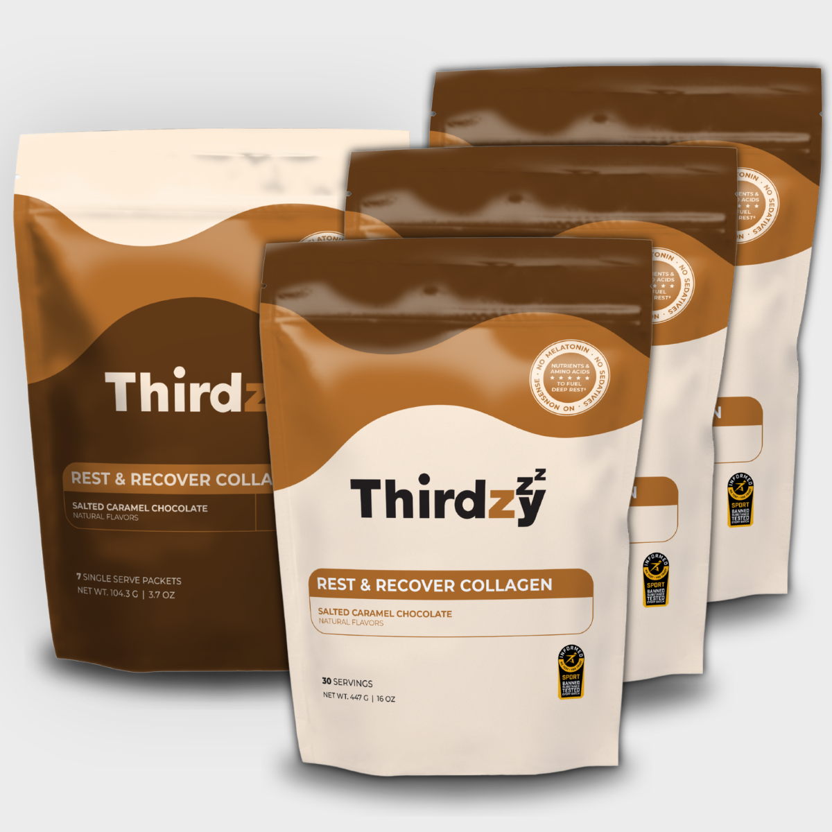 Thirdzy Rest & Recover 97-night supply — caramel chocolate sleep formula